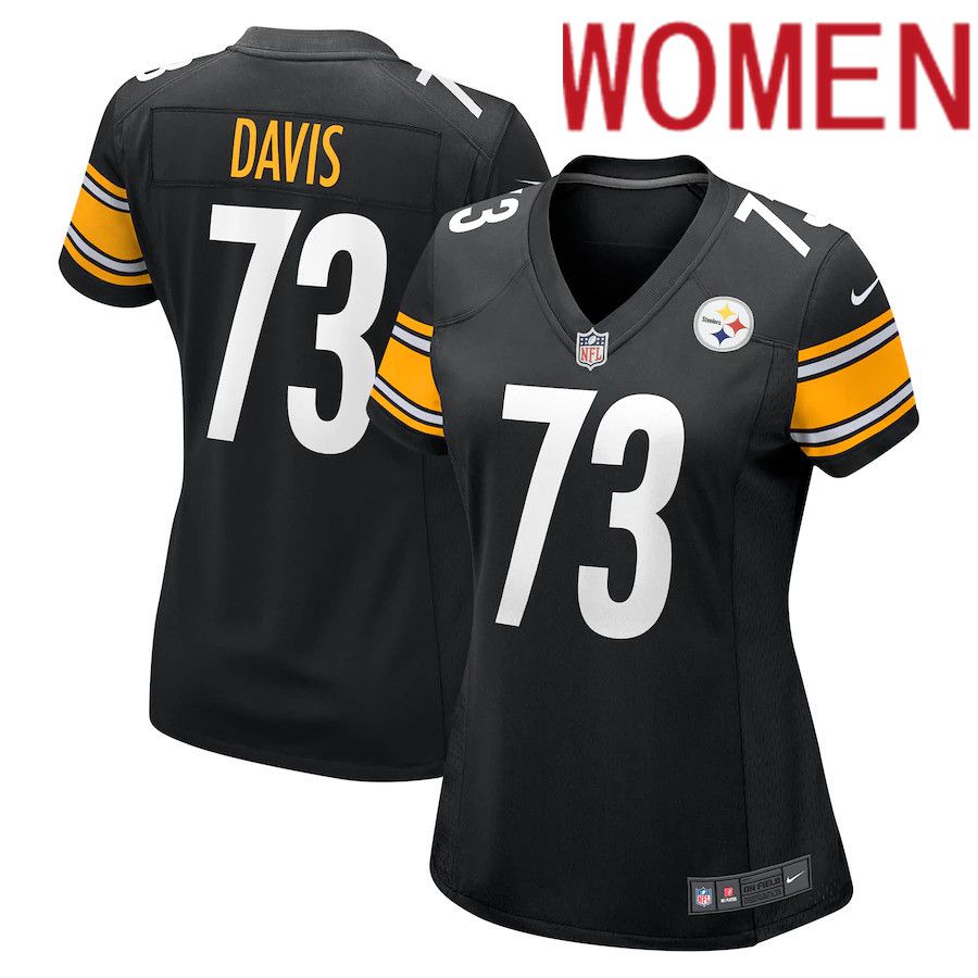Women Pittsburgh Steelers #73 Carlos Davis Nike Black Game NFL Jersey